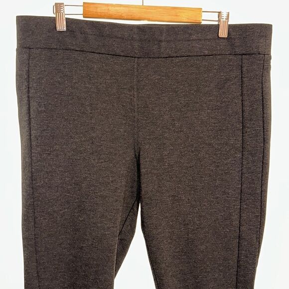 LOFT XL Charcoal Gray Ponte Knit Tuxedo Stripe Pull-On High Waist Pants - Picture 5 of 13